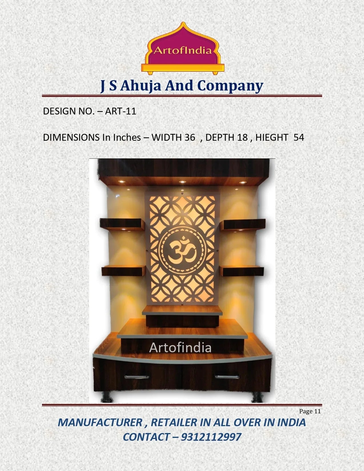 ARTOFINDIA/Designer White Brown Pooja Mandir For Home/Designer Temple