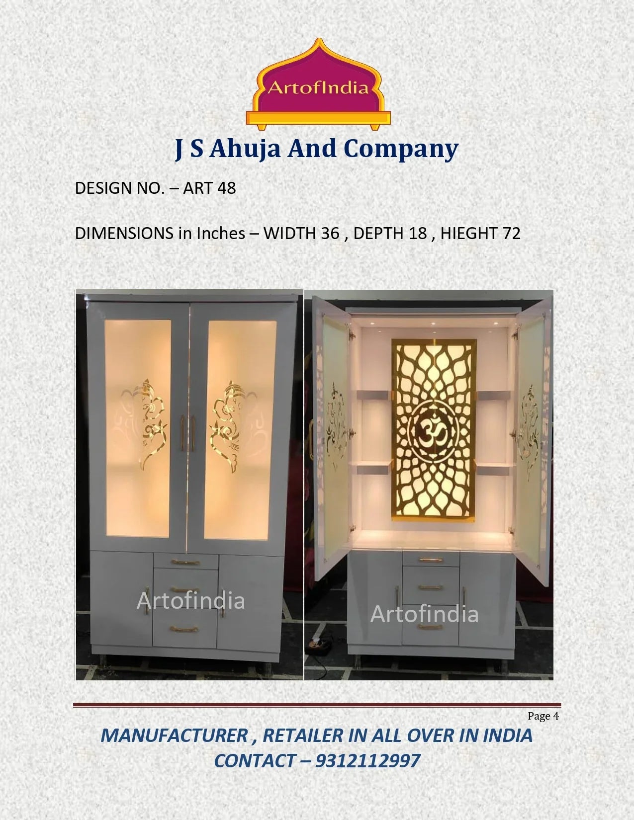 ARTOFINDIA/Ganesha Pooja DoorMandir For Home/Designer Temple