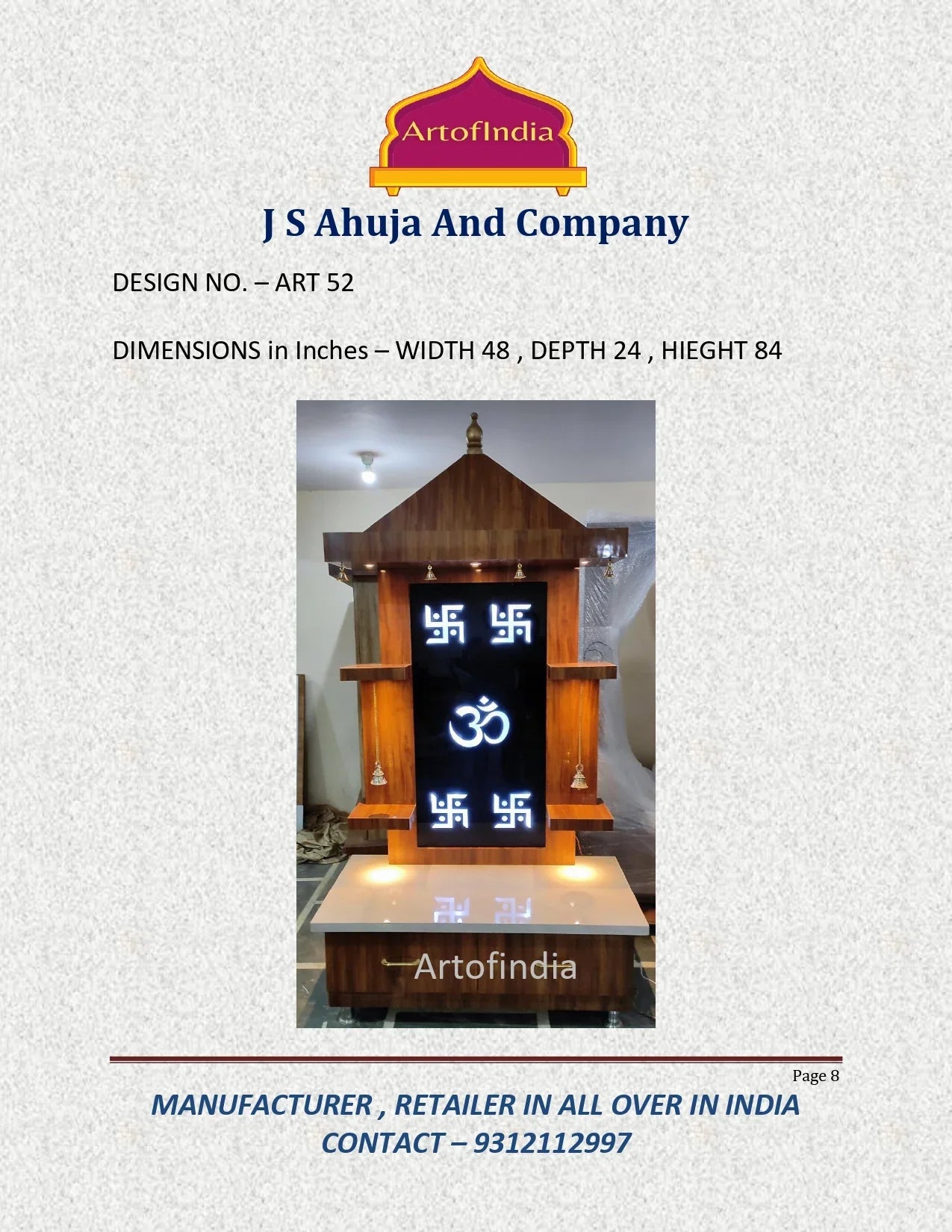 ARTOFINDIA/OM Black Glass Pooja Mandir For Home/Designer Temple