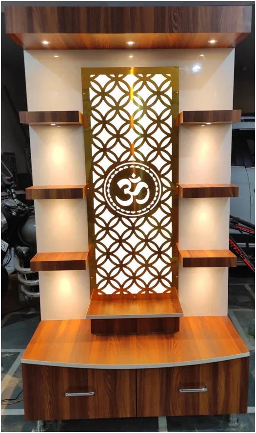 ARTOFINDIA/Designer Brown White Golden Pooja Temple For Home/Designer Temple