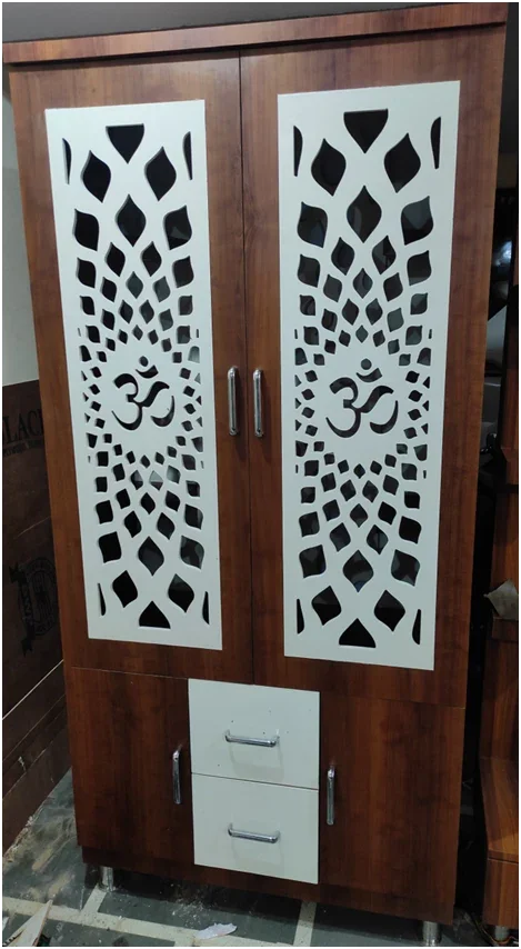 ARTOFINDIA/Designer Brown White Pooja Door Jali Mandir For Home/Designer Temple