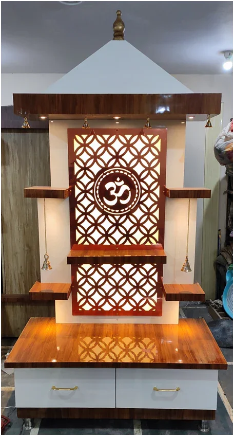 ARTOFINDIA/OM Rose Gold Pooja Mandir For Home/Designer Temple