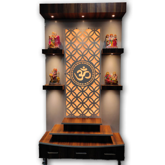 ARTOFINDIA/Om Pooja Mandir For Home/Designer Temple White Brown