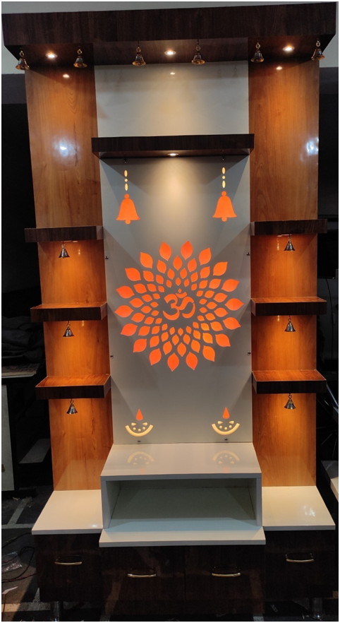 ARTOFINDIA/Elegant Brown om 6 Shelf Pooja Mandir For Home/Designer Temple