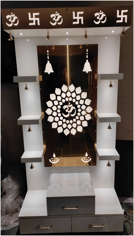 ARTOFINDIA/Designer White Golden Pooja Temple For Home/Designer Temple