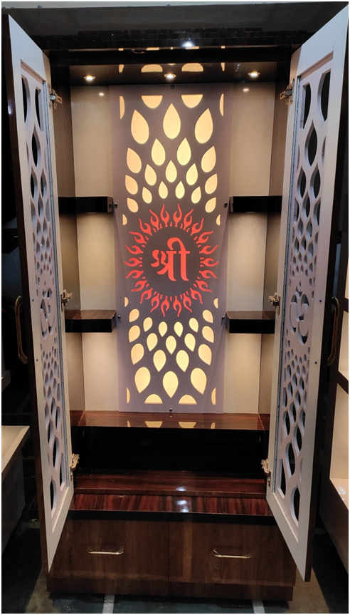 ARTOFINDIA/SHRI Teak Brown Pooja Door Jali Mandir For Home/Designer Temple