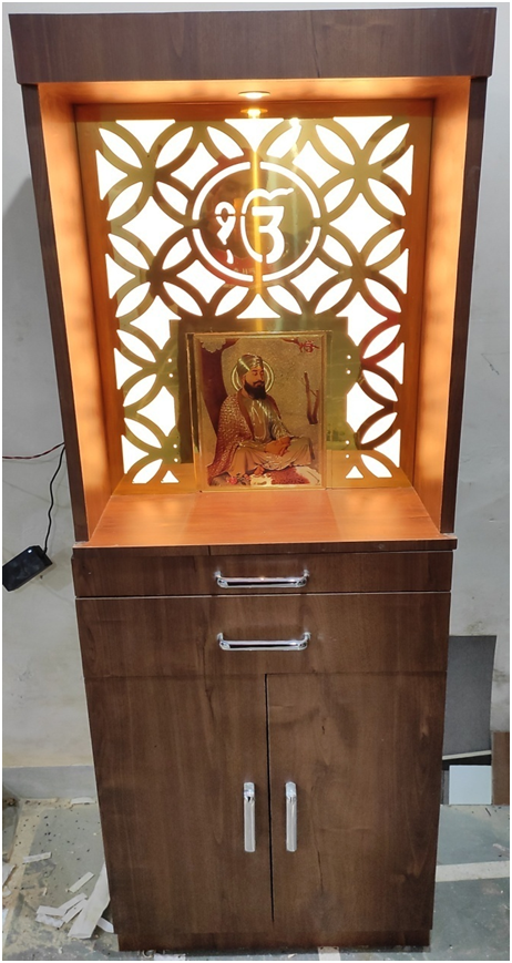 ARTOFINDIA/Ek Onkar Brown Pooja Mandir For Home/Designer Temple