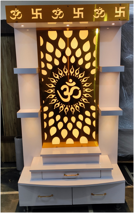 ARTOFINDIA/OM Swastik Pooja Mandir For Home Corner /Designer Temple