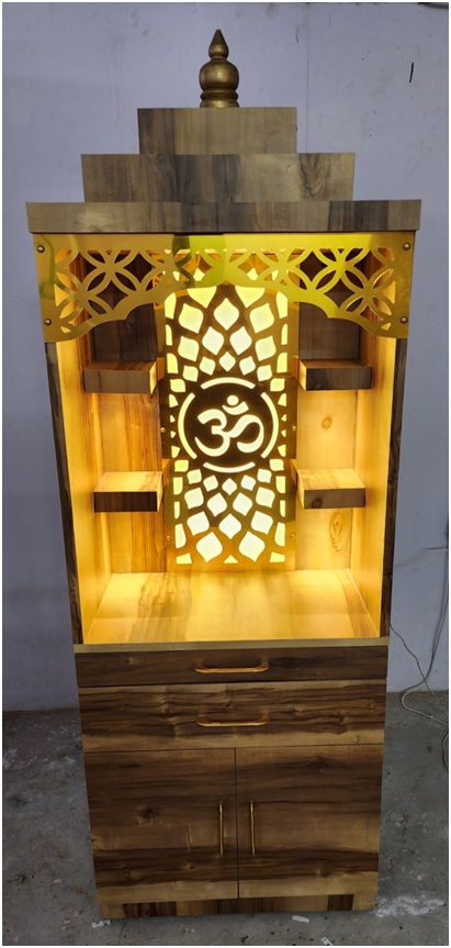 ARTOFINDIA/Brown Designer Wooden Mandir With Shelf For Home /Designer Temple