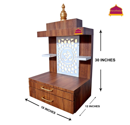 ARTOFINDIA/Elegant Brown Wooden Mandir With White Beautiful Shelfs (Wall Or Mounted) For Home /Designer Temple