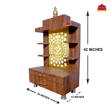 ARTOFINDIA/Beautiful Brown Designer Wooden Mandir With Shelfs (Wall Or Floor Mounted) For Home /Designer Temple