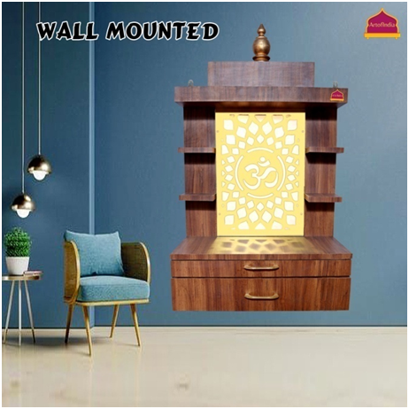 ARTOFINDIA/Beautiful Brown Designer Wooden Mandir With Shelfs (Wall Or Floor Mounted) For Home /Designer Temple