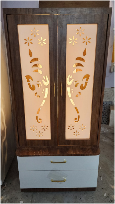 ARTOFINDIA/ Elegant Brown Designer Wooden Mandir With (GANESHA) Door For Home /Designer Temple