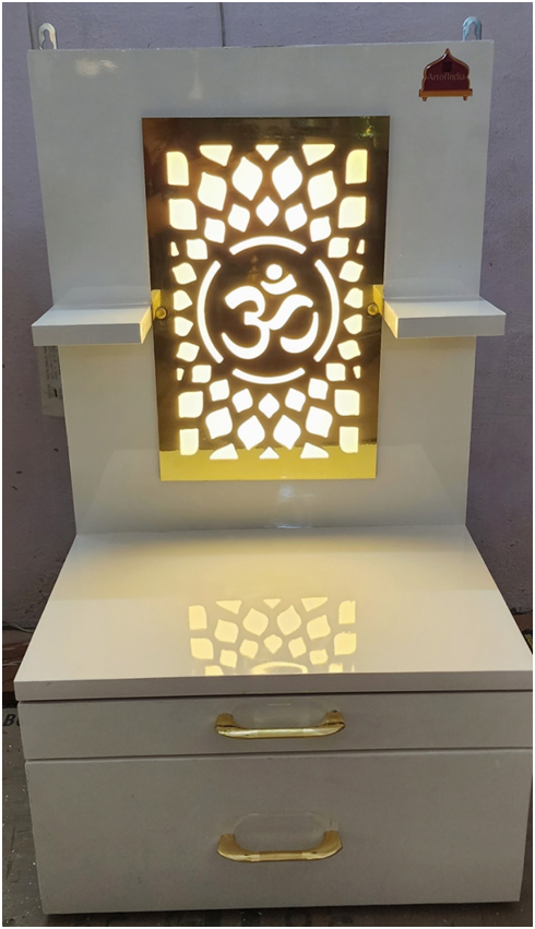 ARTOFINDIA/White Wooden Designer Mandir With Shelfs (Wall & Floor Mounted) For Home /Designer Temple