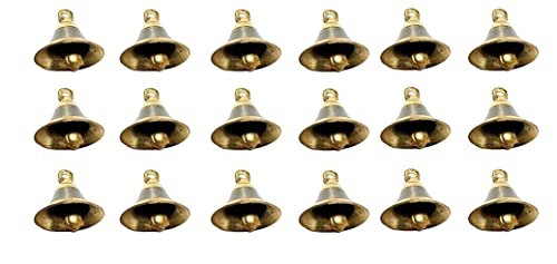 Artofindia Brass Bell Decorative Pooja Room Bells with J Hook (Silver Gold 2.5 inch, Pack of 4)